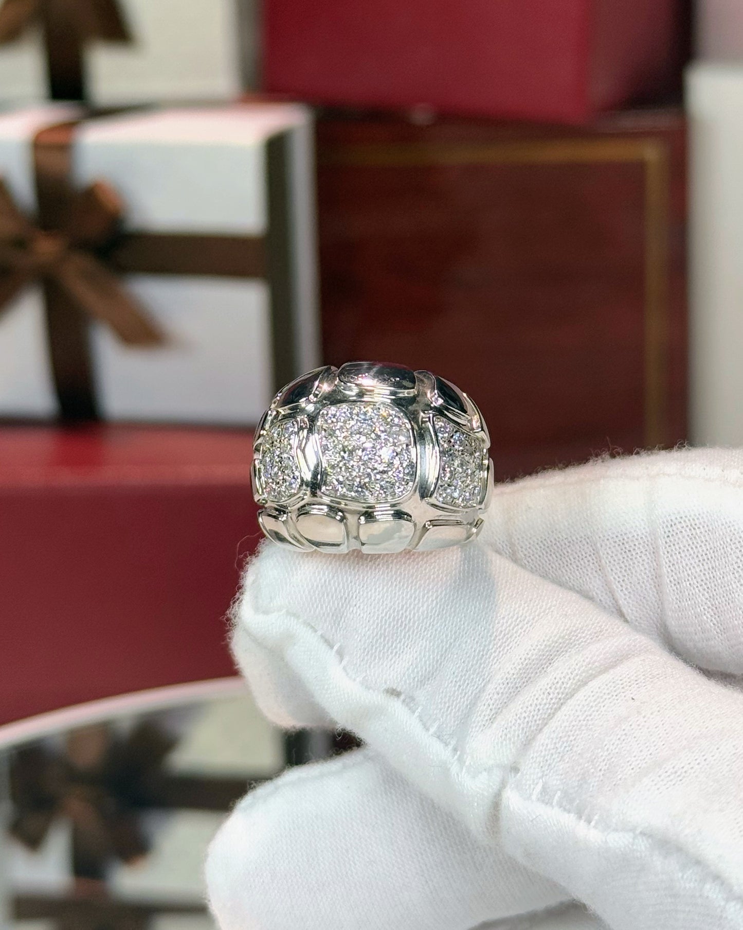 Alligator Skin Design Diamond Dome Ring
