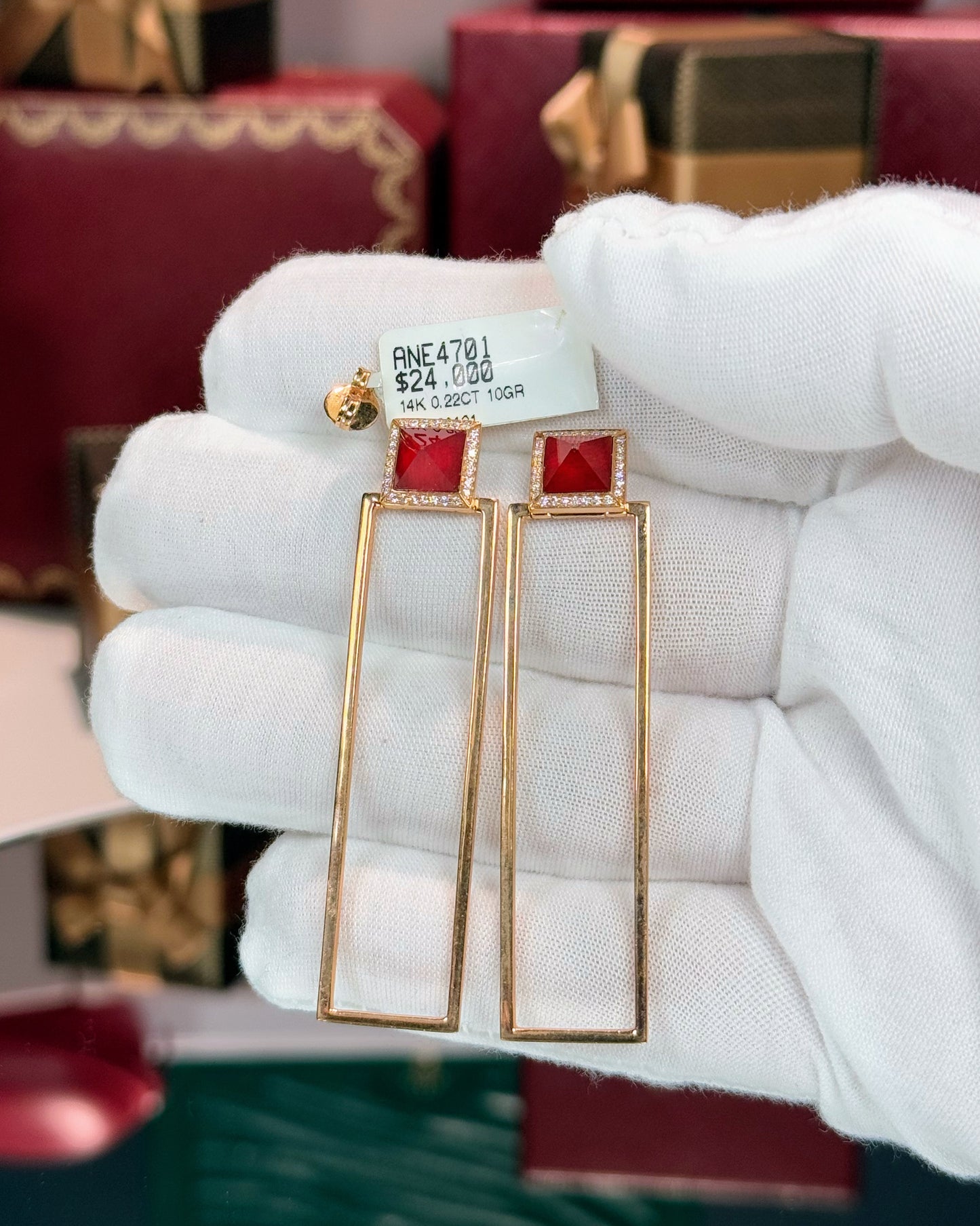 14k Yellow Gold Fancy Cut Spinel and Diamond Earrings