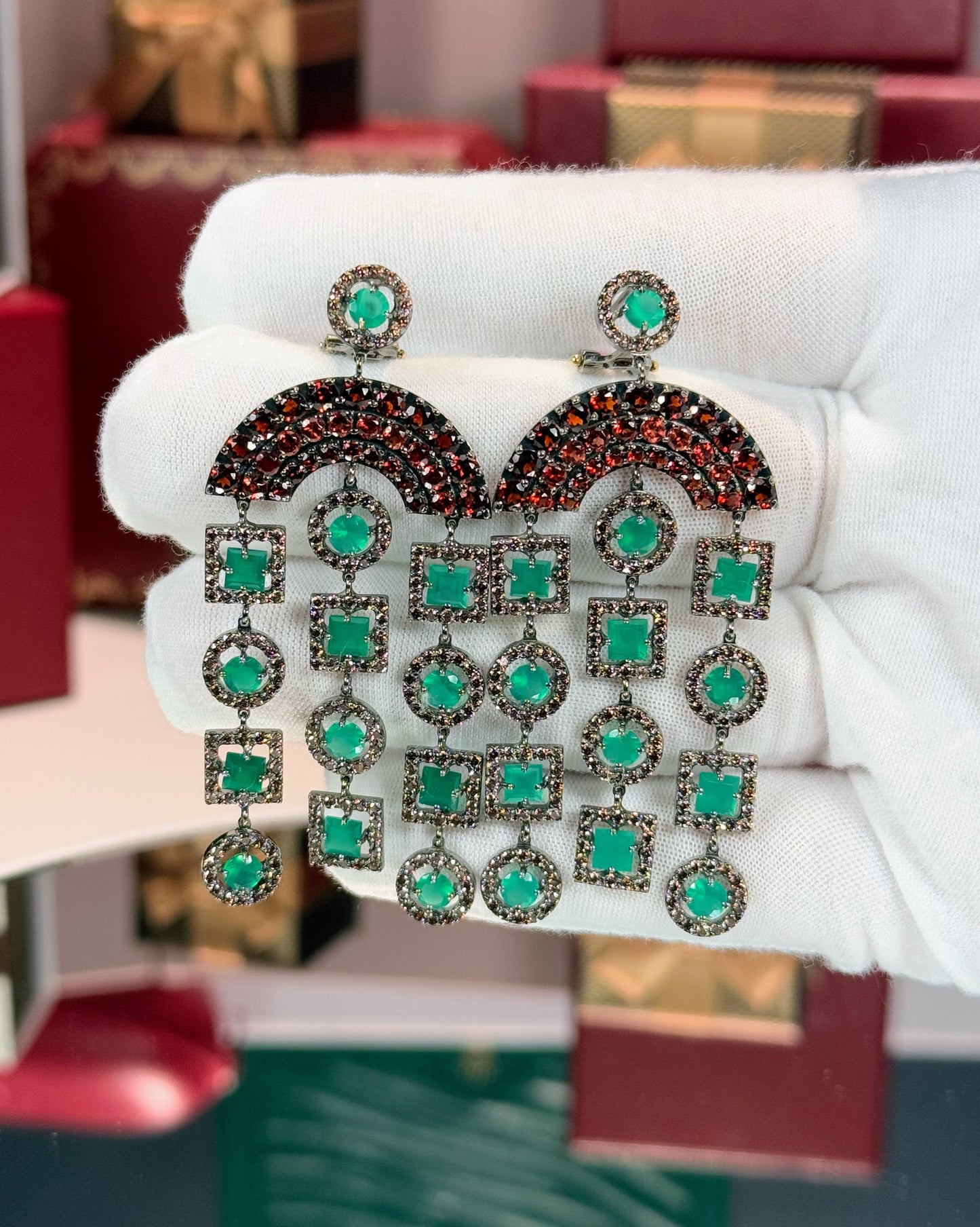 14k Black Gold Chandelier Earrings