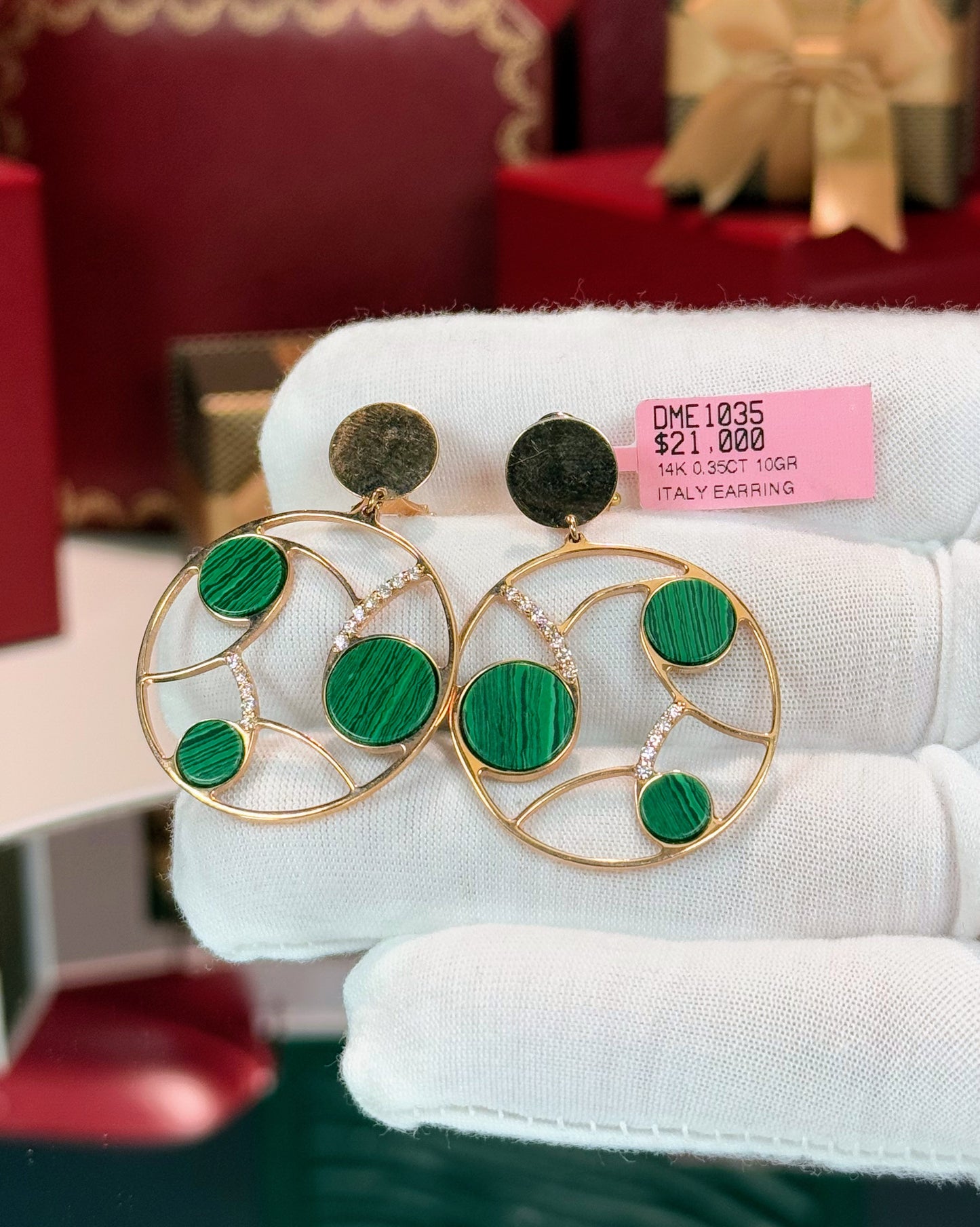 14k Yellow Gold Circle Drop Earrings