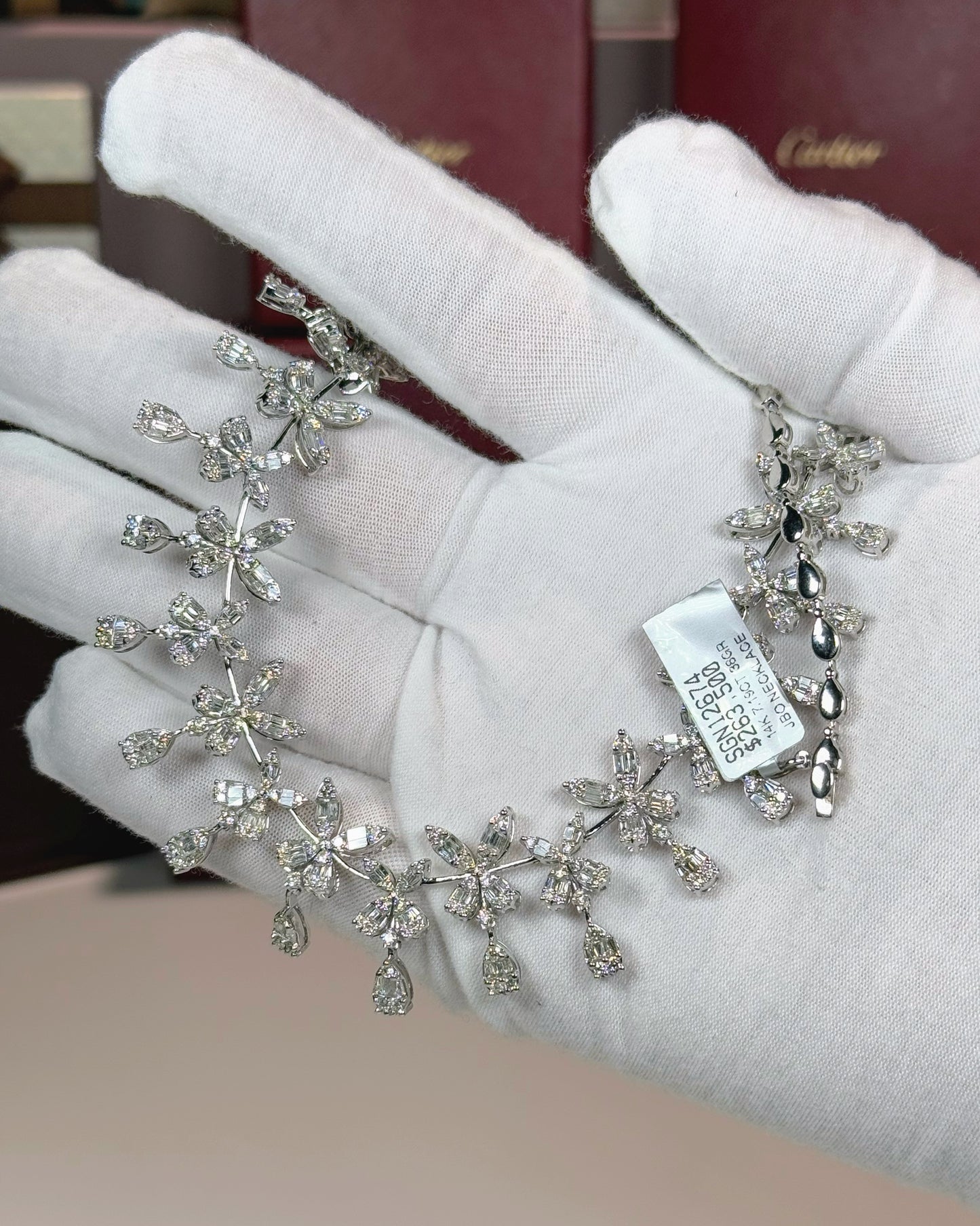 Butterfly Design 14k White Gold Diamond Necklace