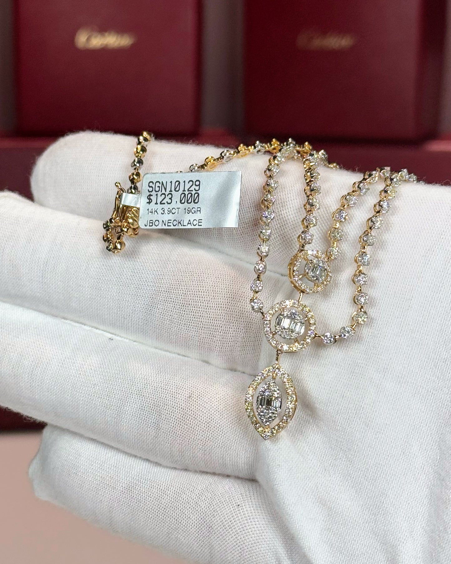 14k Yellow Gold Diamond Princess Necklace
