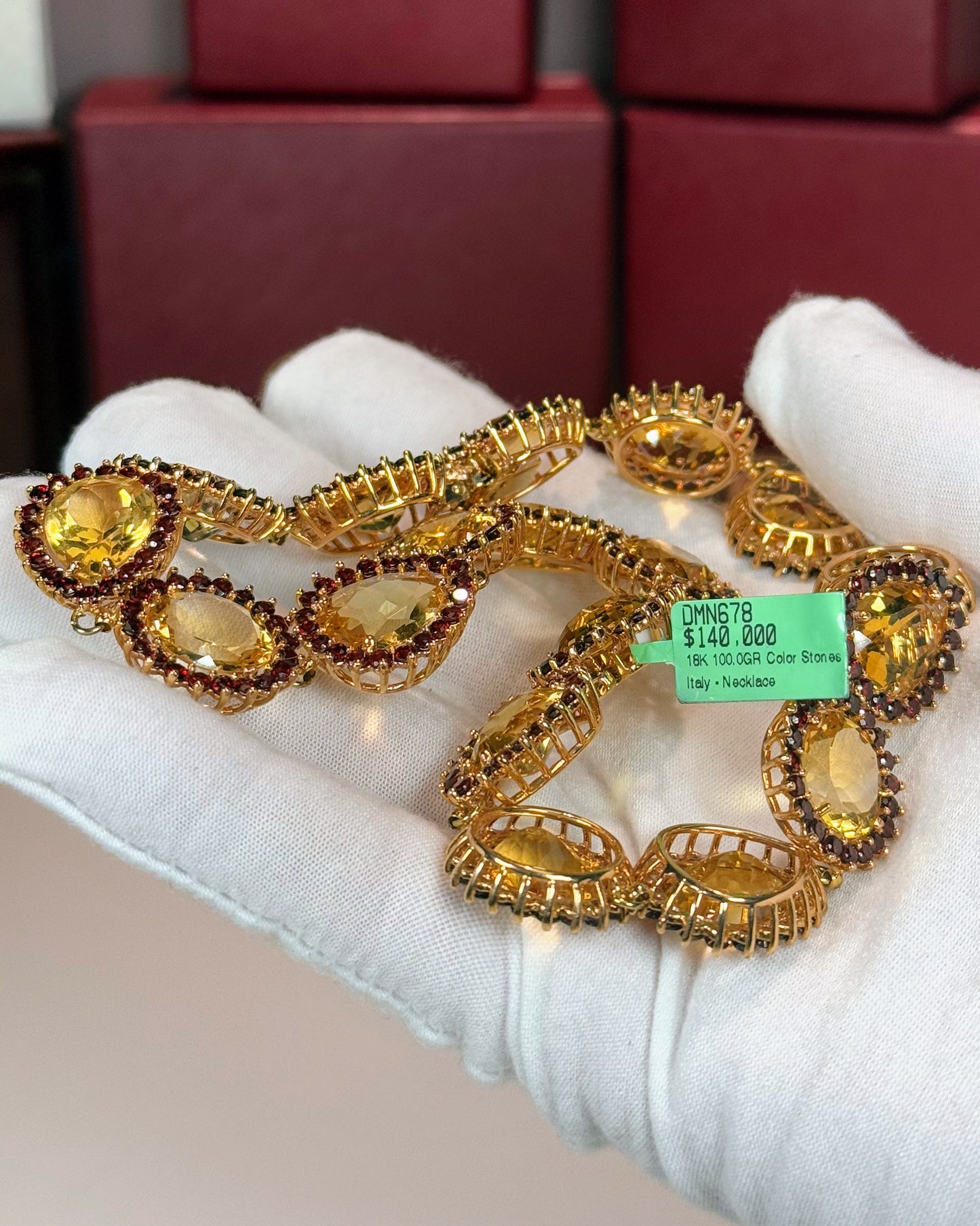 18k Yellow Gold Citrine Riviere Necklace