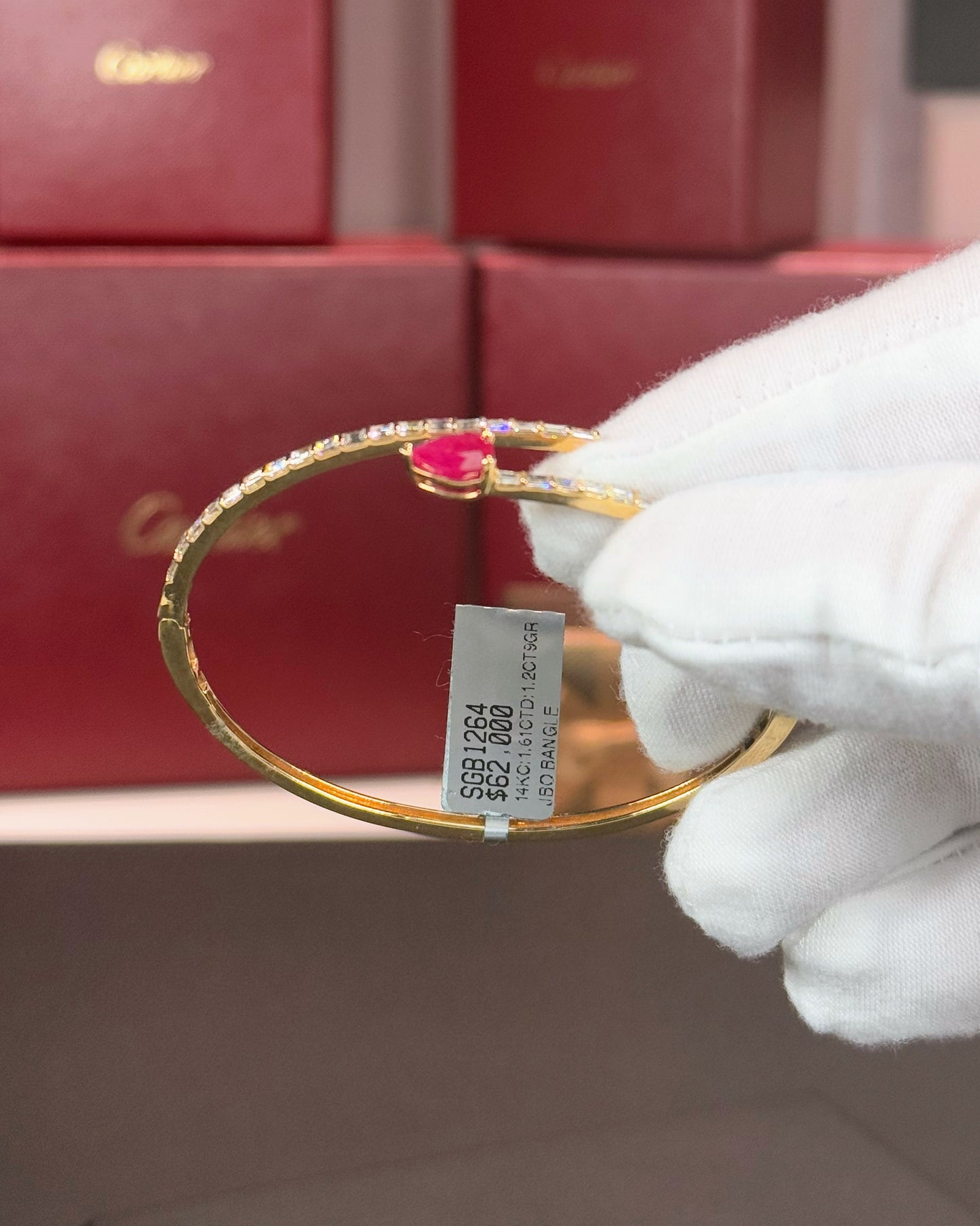 Ruby and Diamond Serpent Warp Bangle