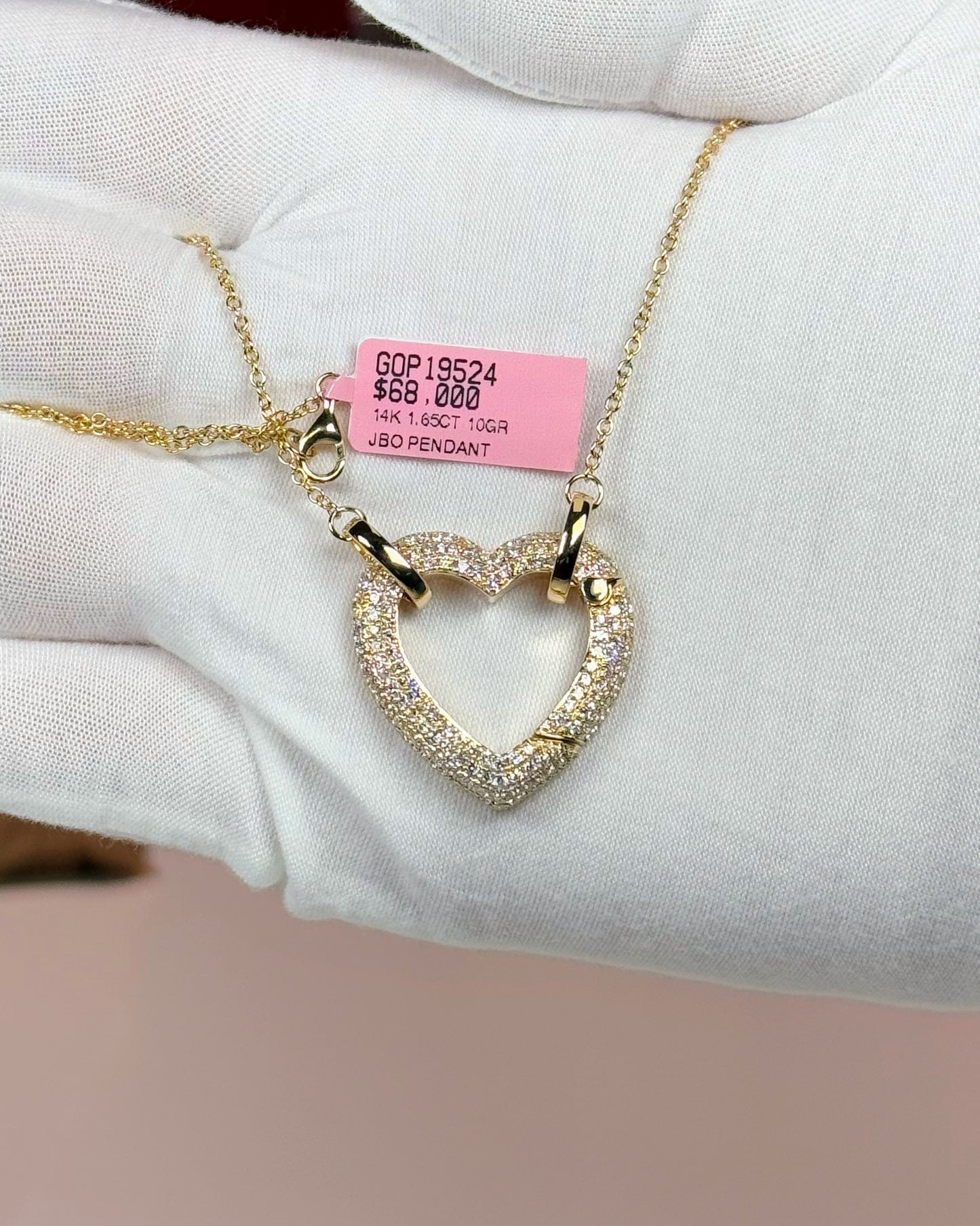 14k Yellow Gold Heart Diamond Pendant Necklace