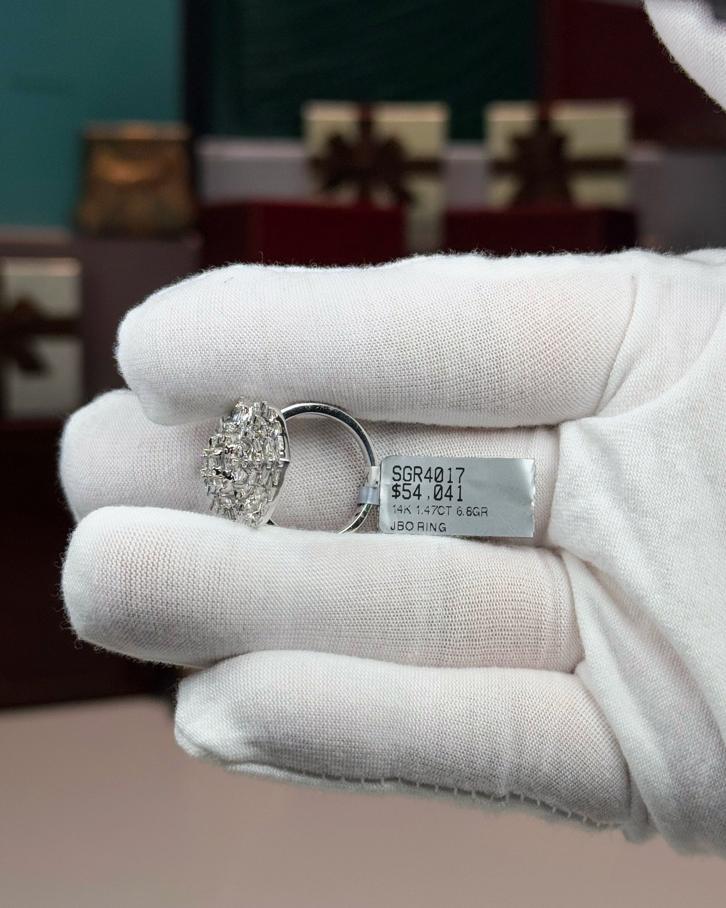 14k White Gold Baguette Diamond Ring