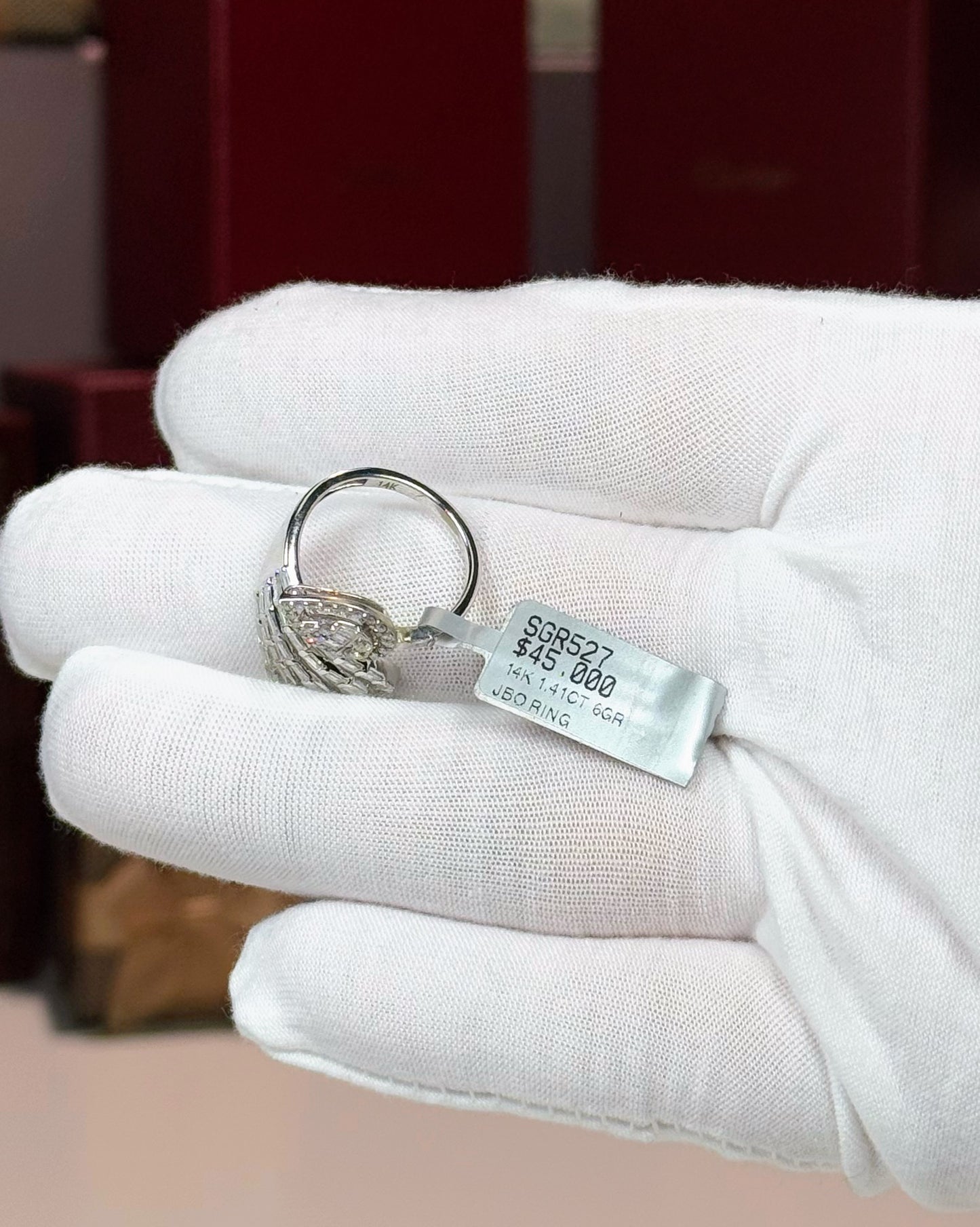 14k White Gold Swan Wrap Diamond Ring