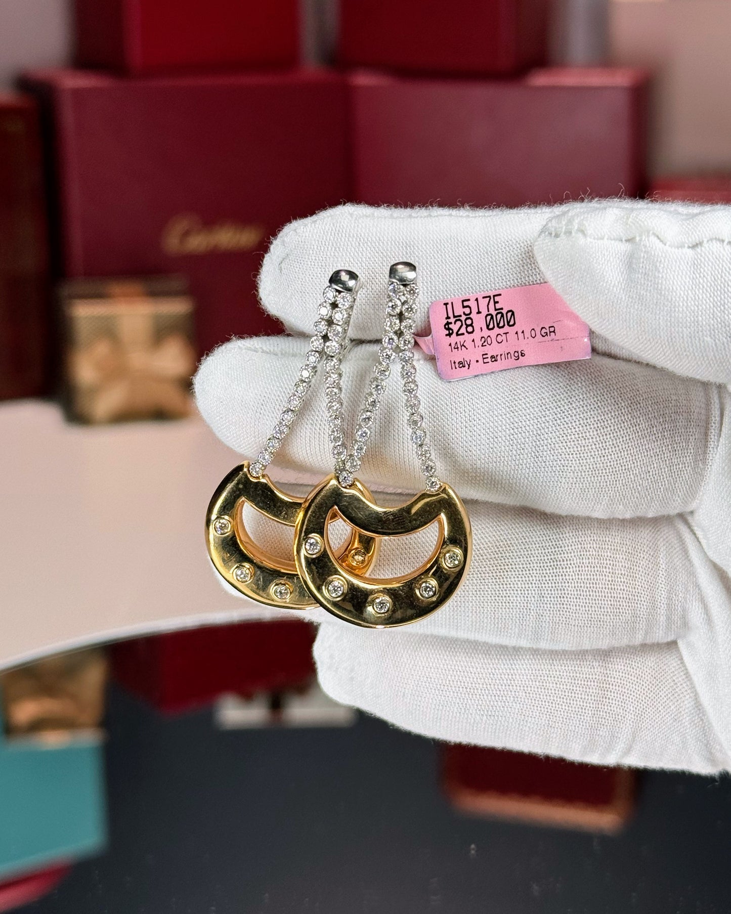 14k Yellow Gold Diamond Earrings