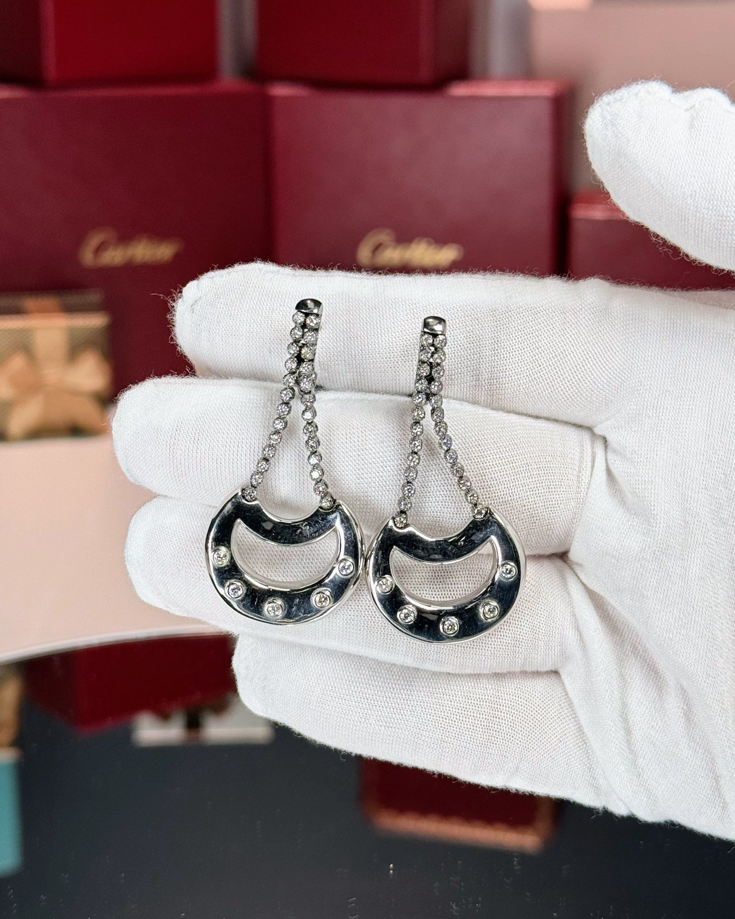 14k White Gold Diamond Earrings