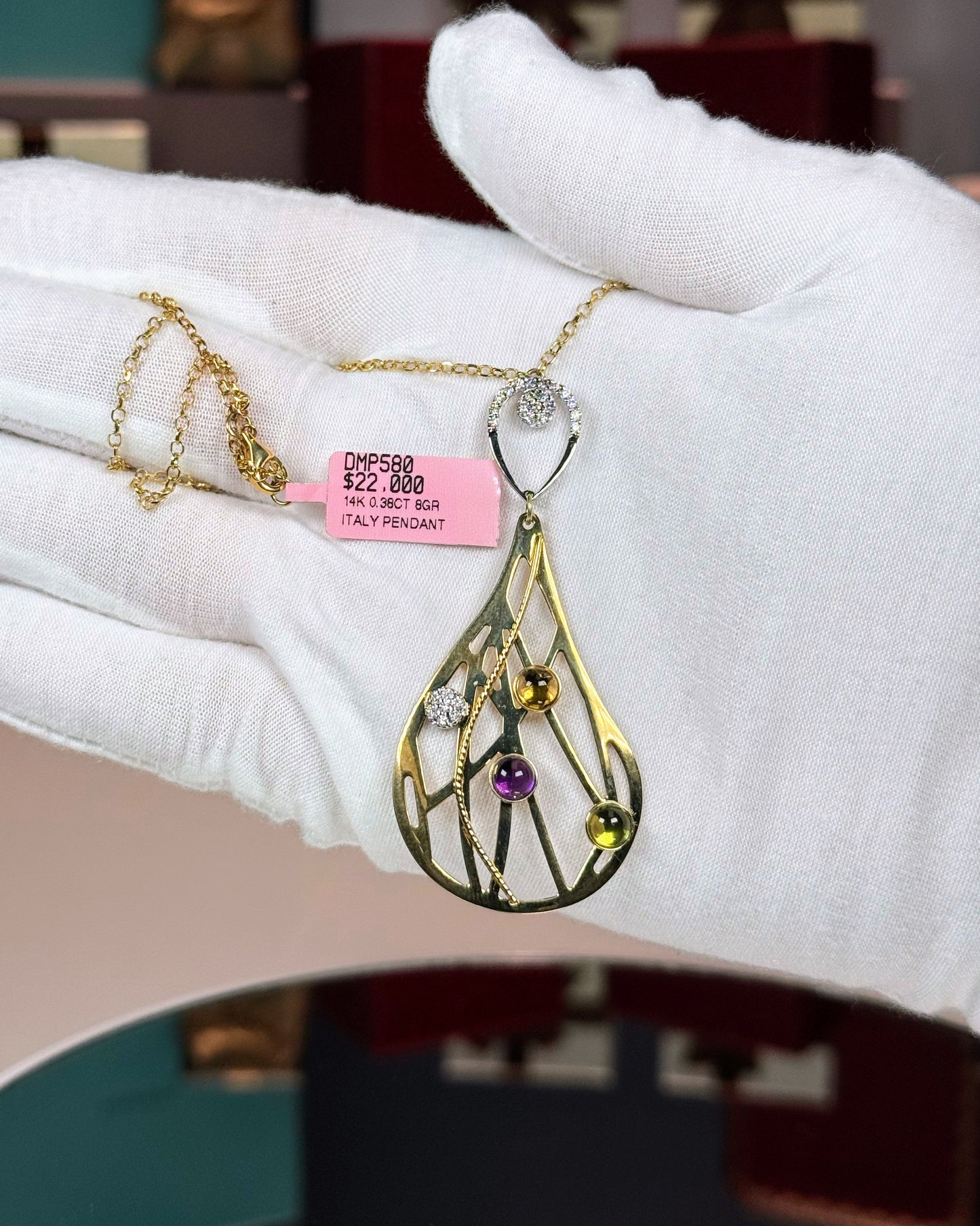 14k Yellow Gold Teardrop Pendant Necklace