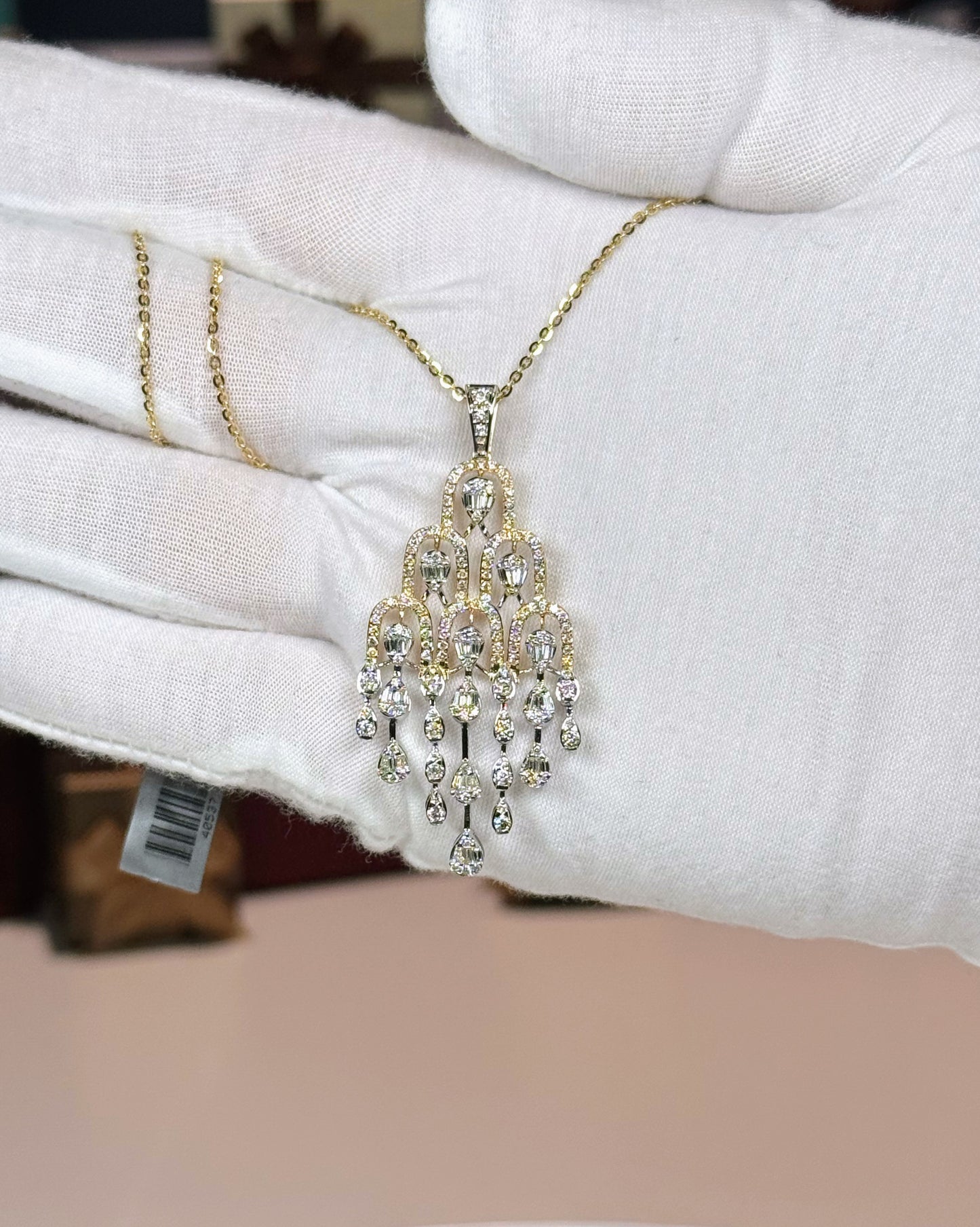 14k Yellow Gold Chandelier Pendant Necklace