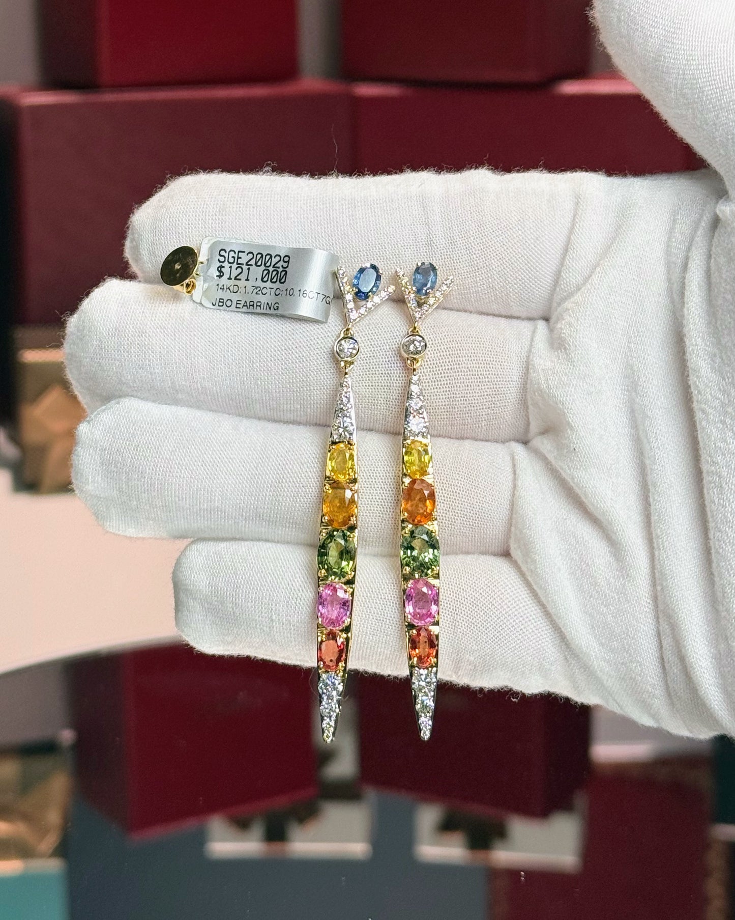 14k Yellow Gold Assorted Colorstones Earrings