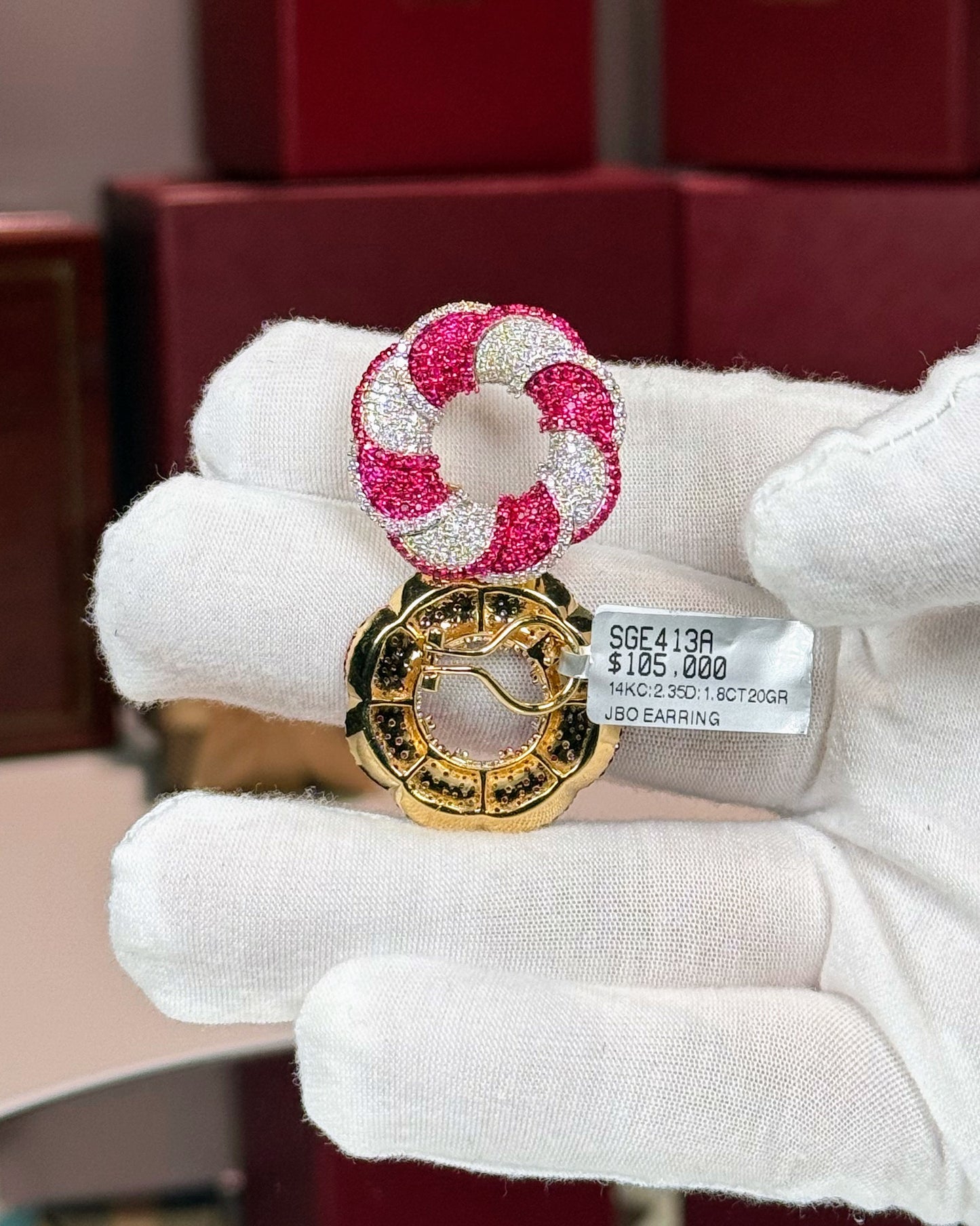 14k Yellow Gold Ruby and Diamond Earrings