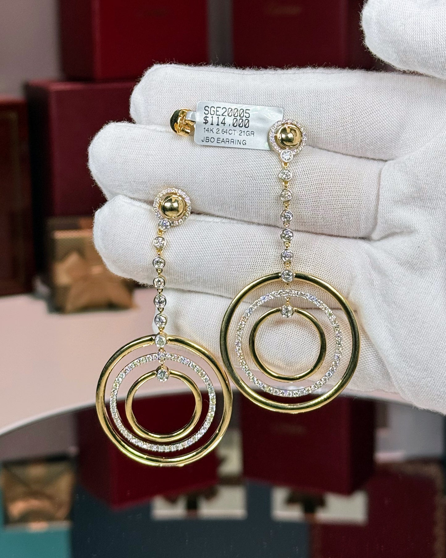 14k Yellow Gold Drop Rings Earrings