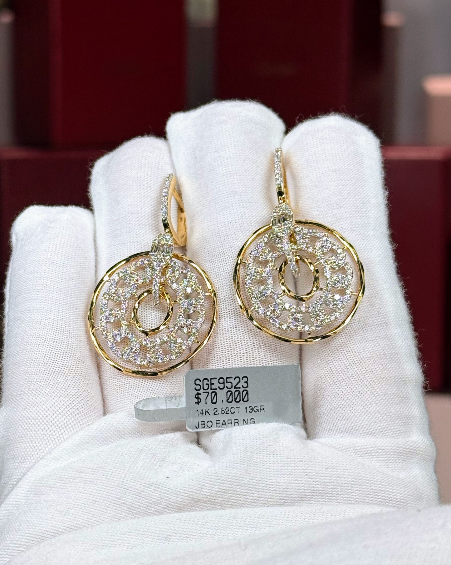14k Yellow Gold Diamond Drop Earrings