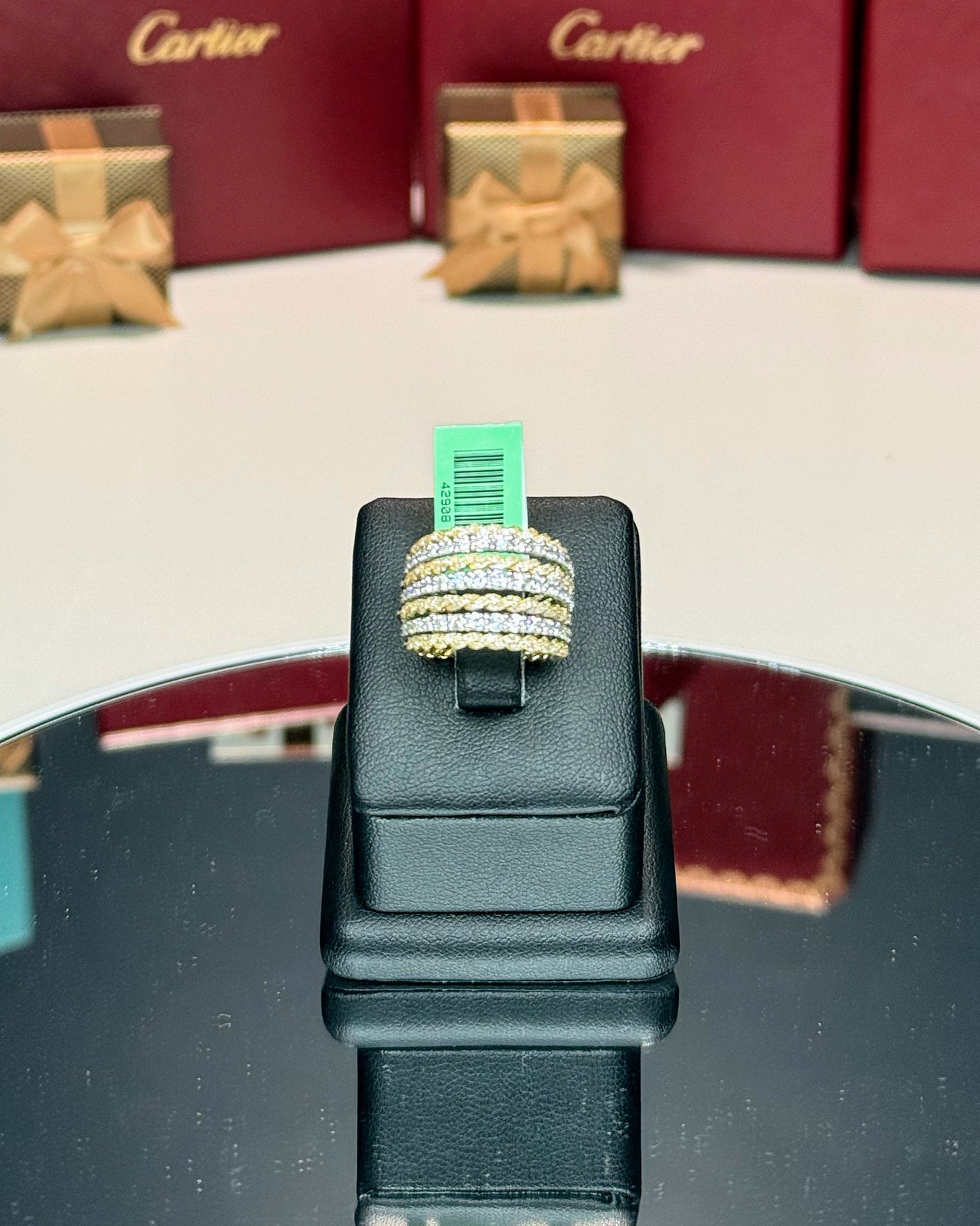 18k Yellow Gold Multi-layer Band Diamond Ring