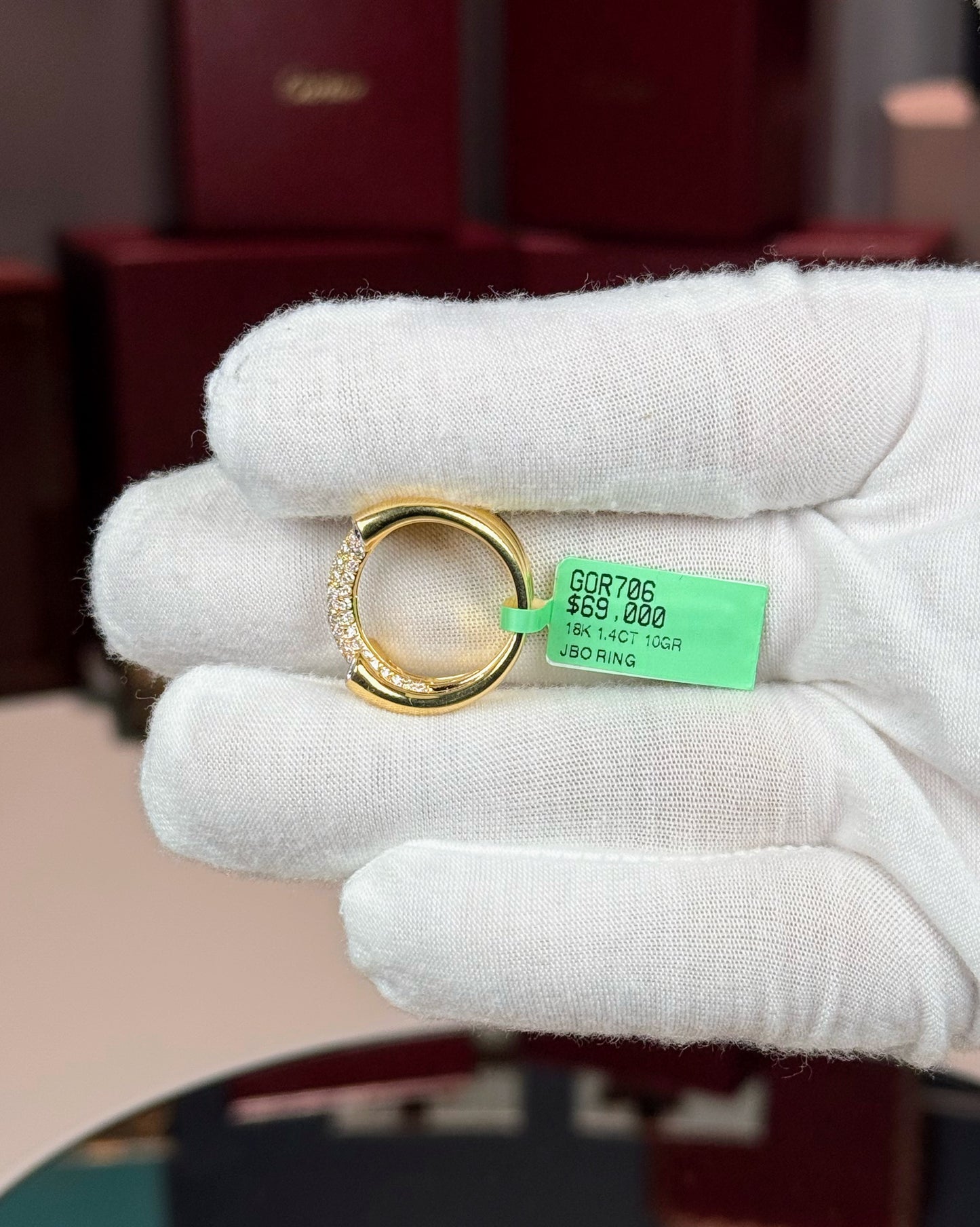 18k Yellow Gold Three Band Diamond Ring