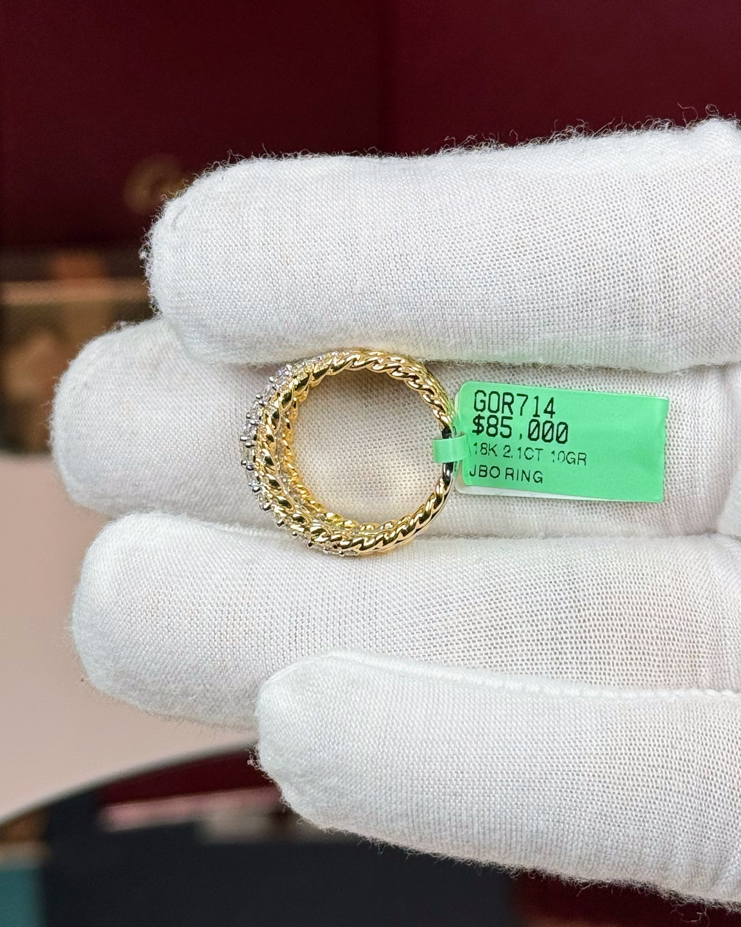 18k Yellow Gold Multi-layer Band Diamond Ring