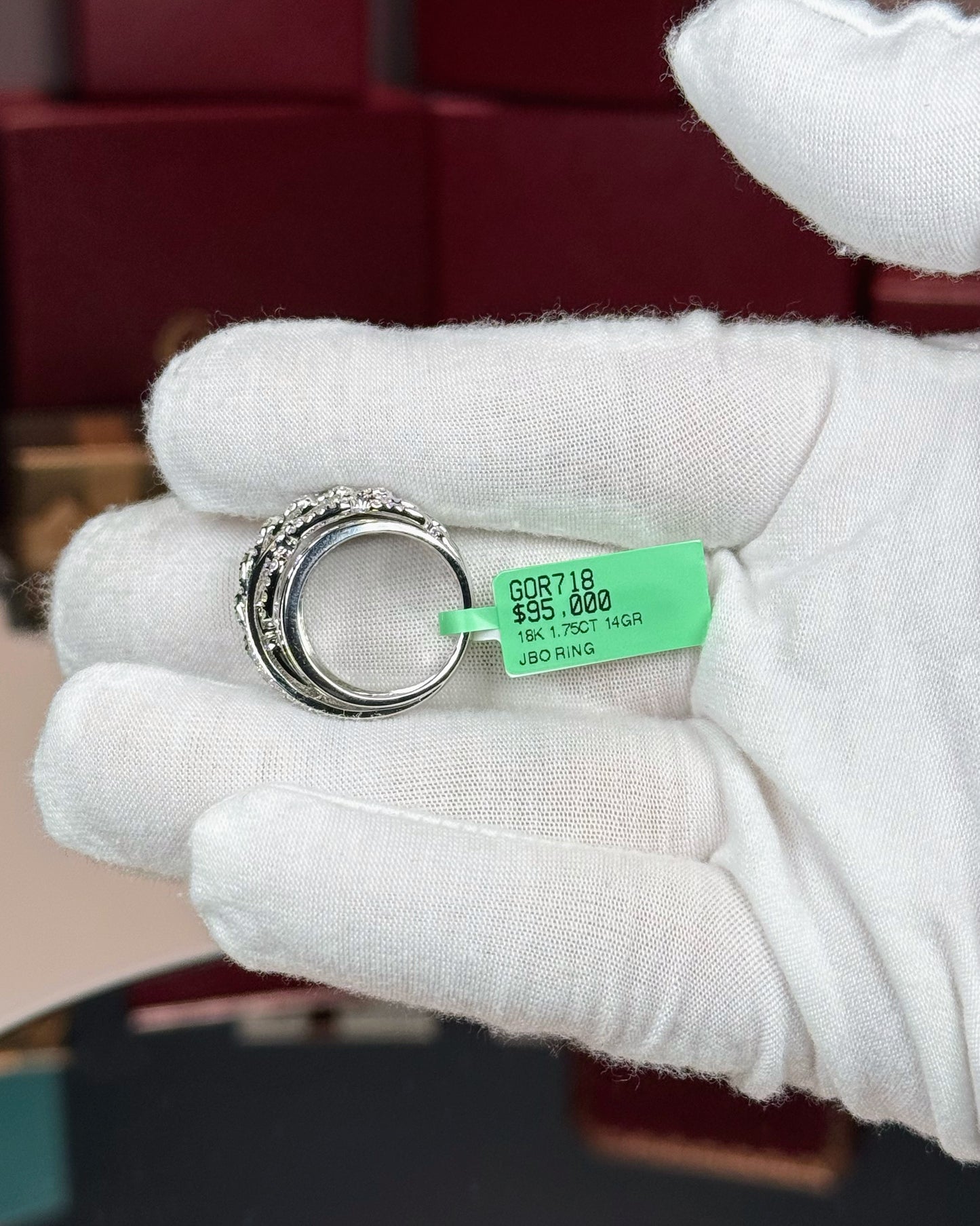 18k Yellow Gold Interlocking Chains Diamond Ring