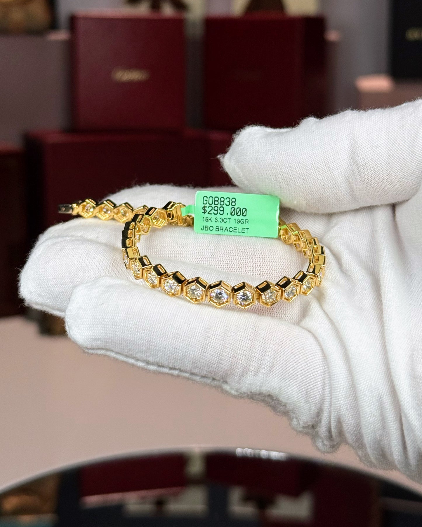 18k Yellow Gold Hexagon Tennis Bracelet