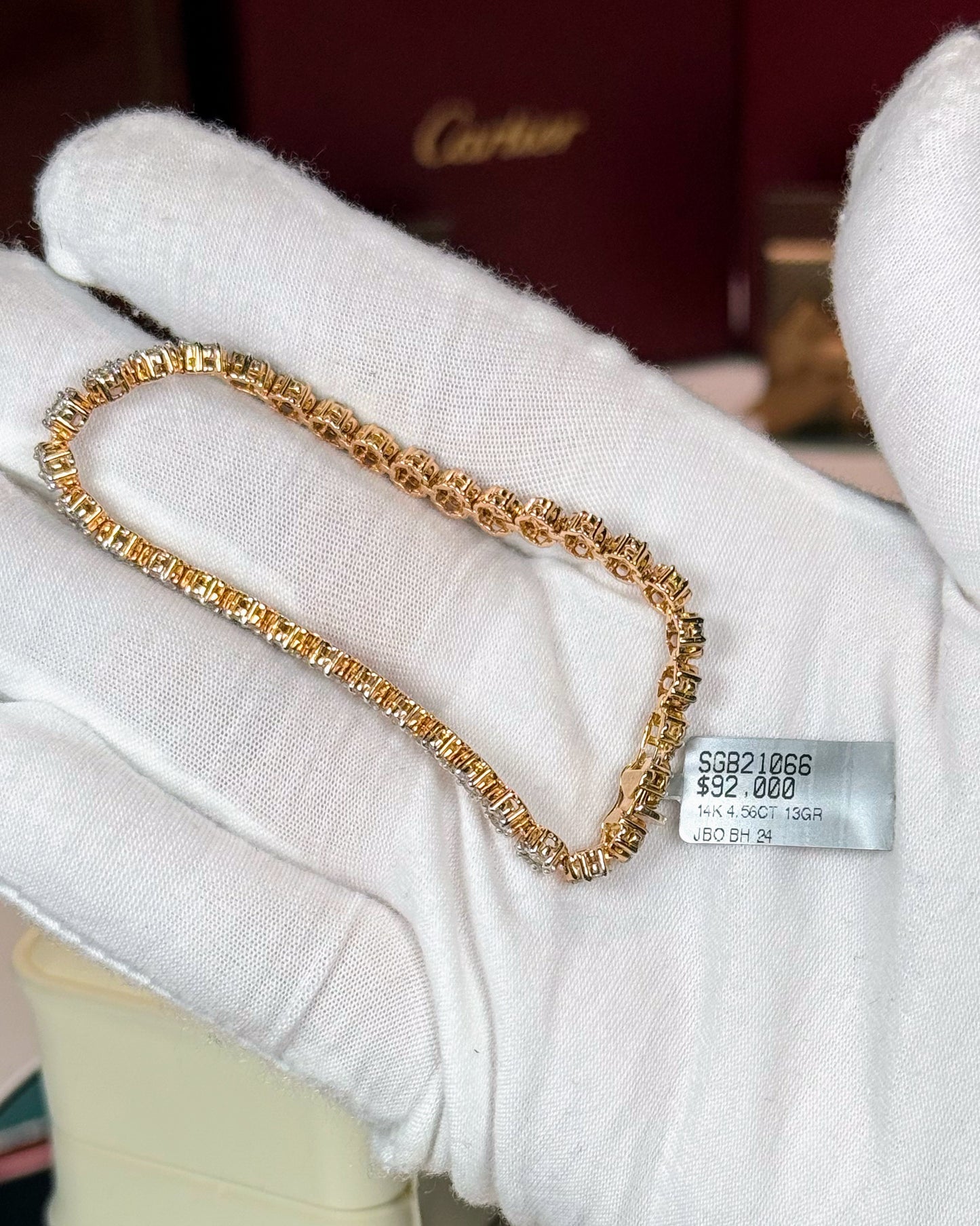 14k Rose Gold Diamond Clusters Tennis Bracelet