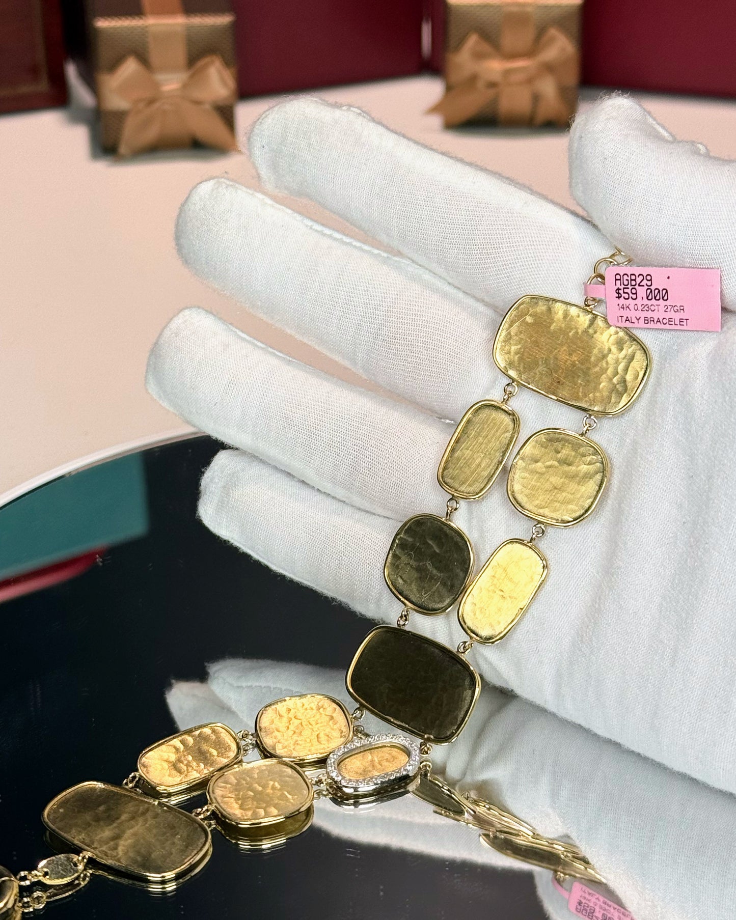 14k Yellow Gold Geometric Patterns Bracelet