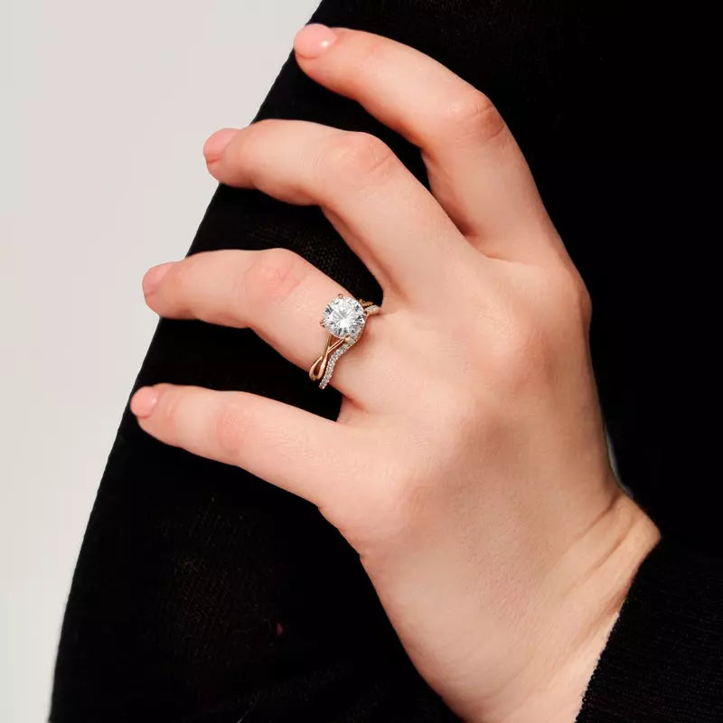 14k Gold Lab Diamond Twist Solitaire Ring