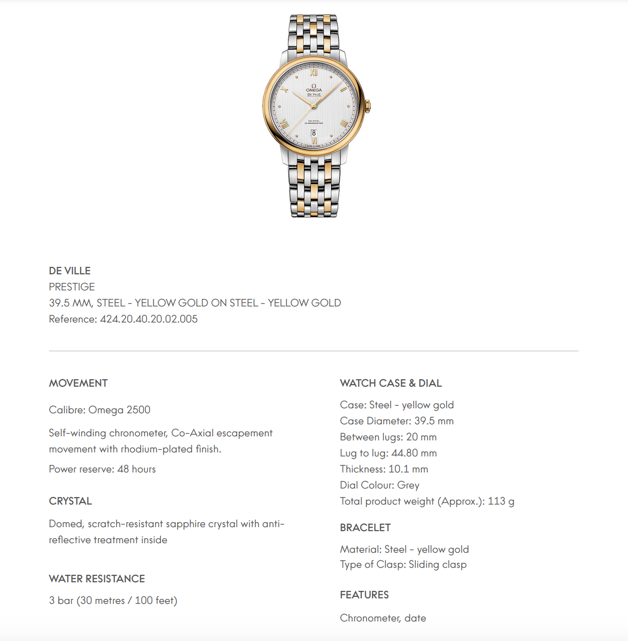 Omega De Ville Prestige White Dial - 42420402002005