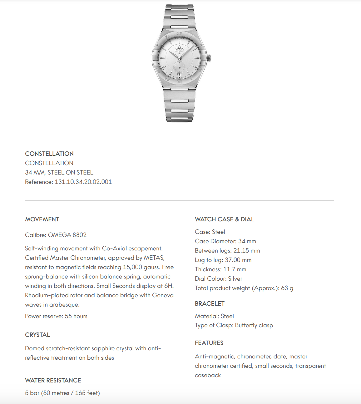 Omega Constellation White Dial - 13110342002001