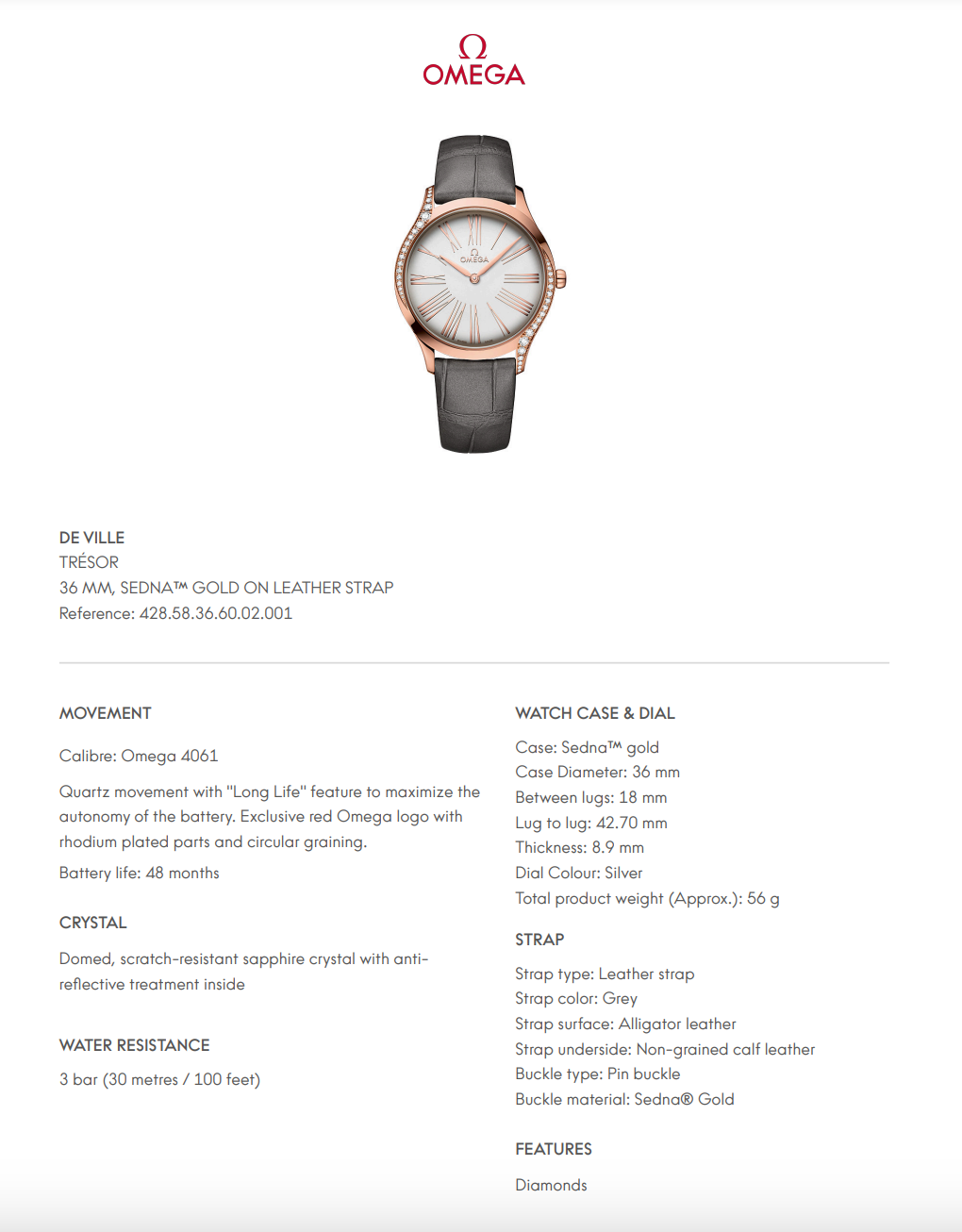 Omega De Ville Trésor White Dial - 428858366002001