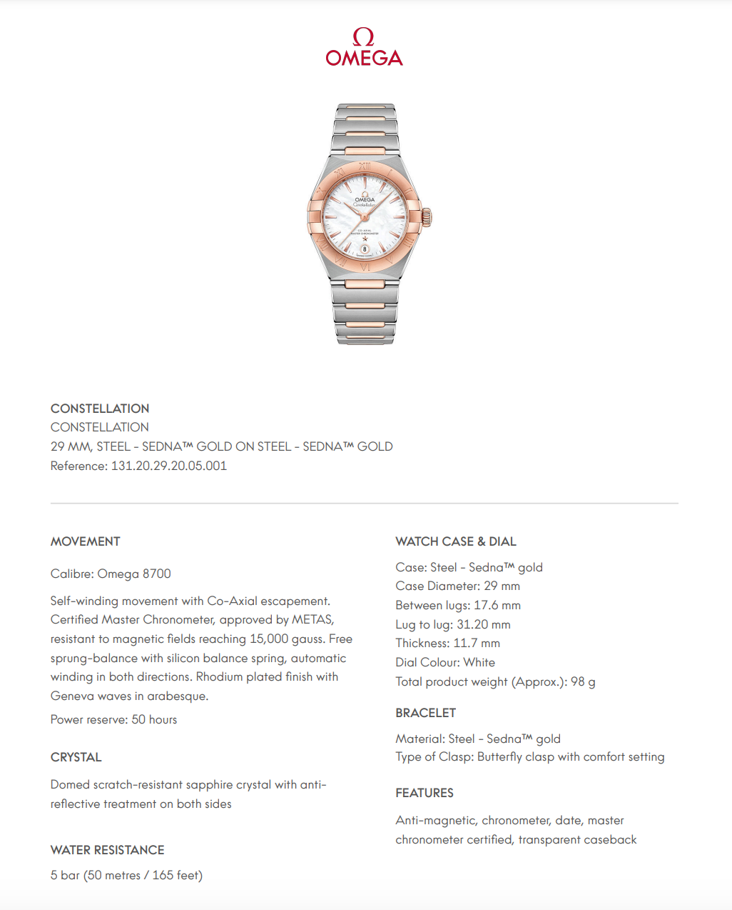 Omega Constellation White Dial - 13120292005001