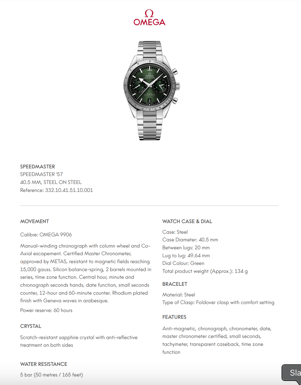 Omega Speedmaster '57 Green Dial - 33210415110001