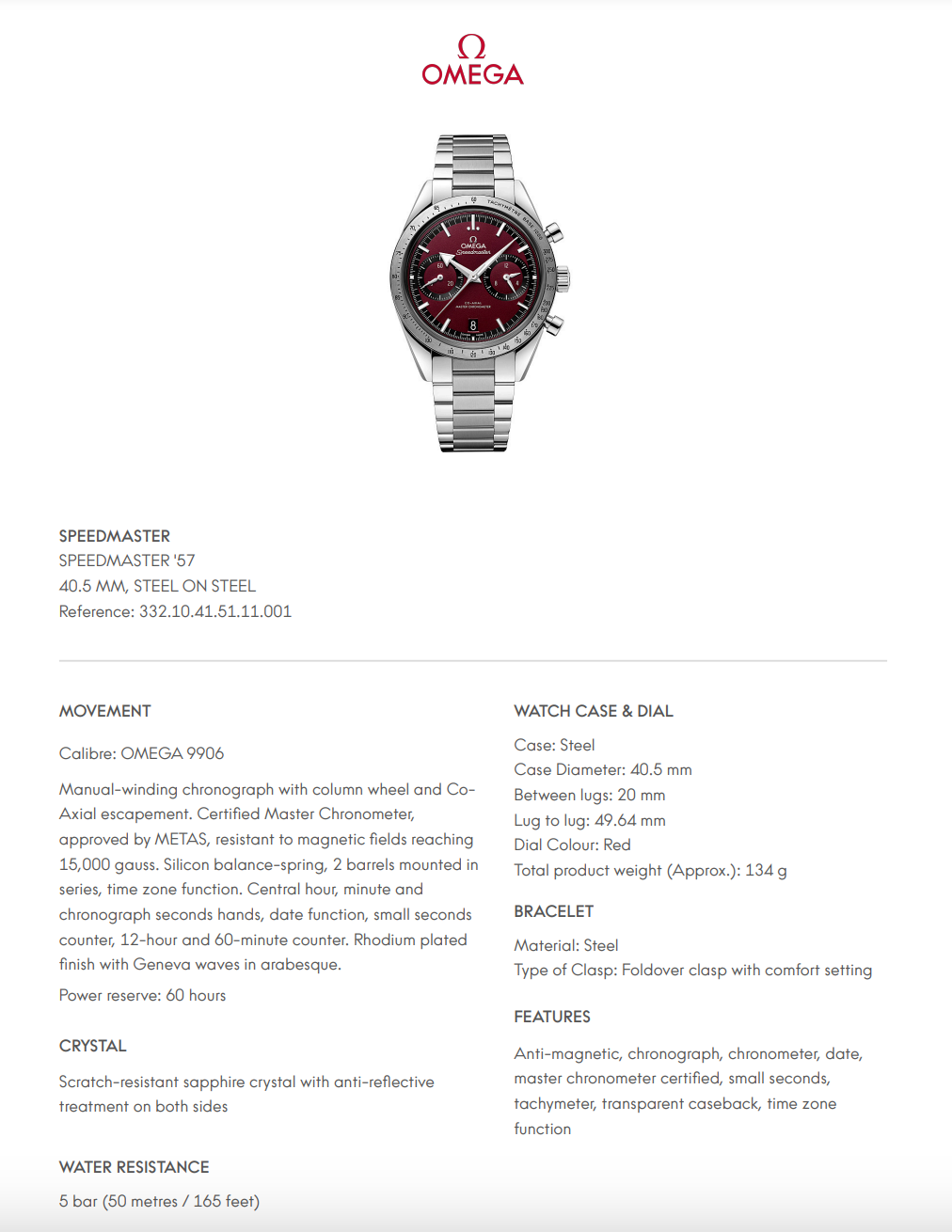 Omega Speedmaster '57 Red Dial - 33210415111001