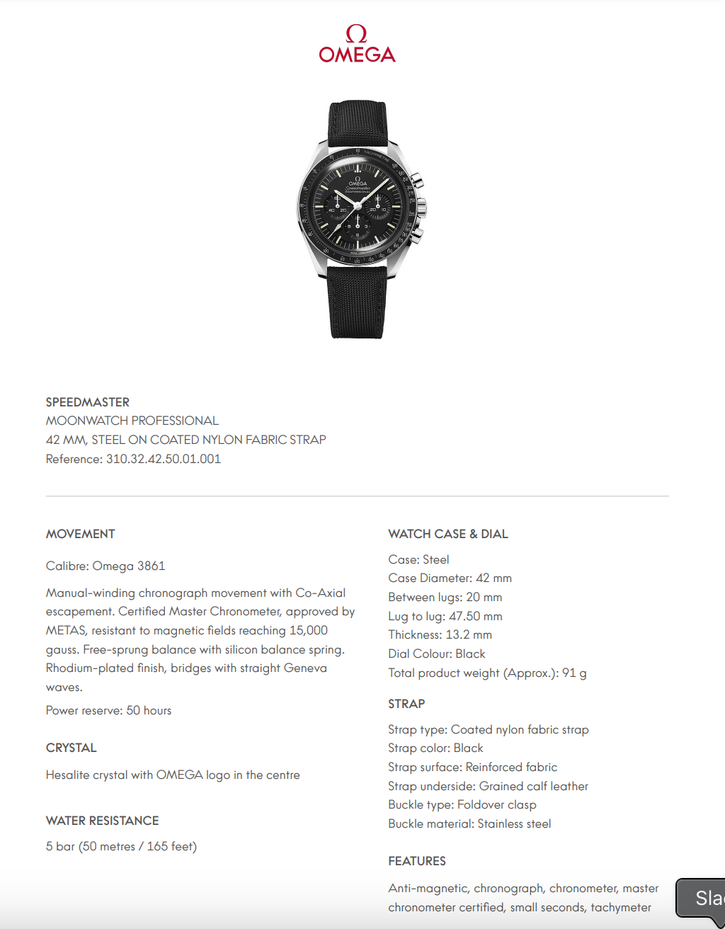 Omega Speedmaster Moonwatch Professional Black Dial - 31032425001001