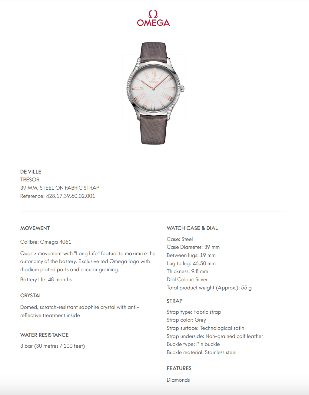 Omega De Ville Trésor White Dial - 42817396002001