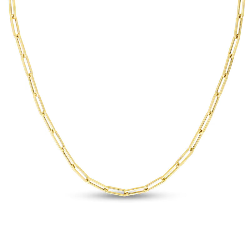 14k Gold 4.2mm Hollow Paper Clip Link Chain Necklace