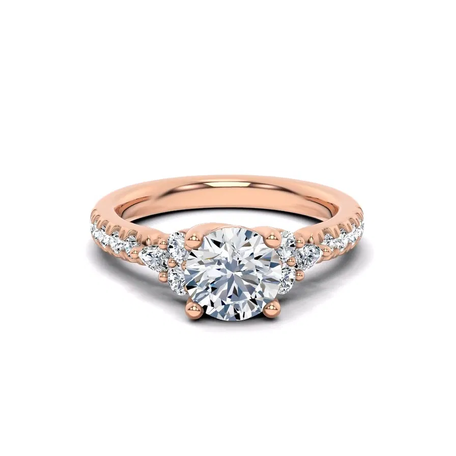 14k Gold Lab Diamond Cluster Pave Engagement Ring