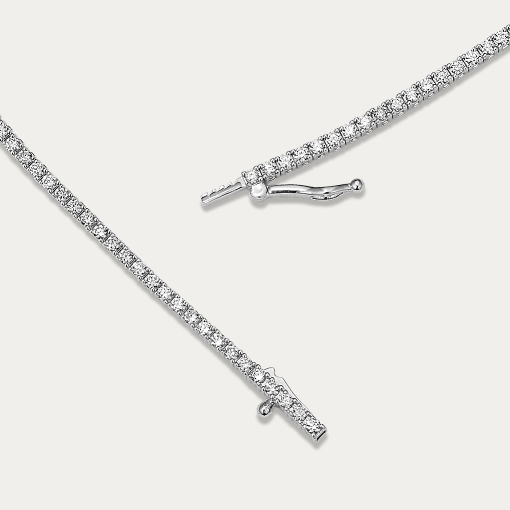 14k Gold 3 1/4 ct Lab-grown Diamond Tennis Necklace