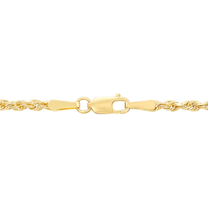 14k Gold 2.4mm Semi-Solid Round Rope Chain Necklace