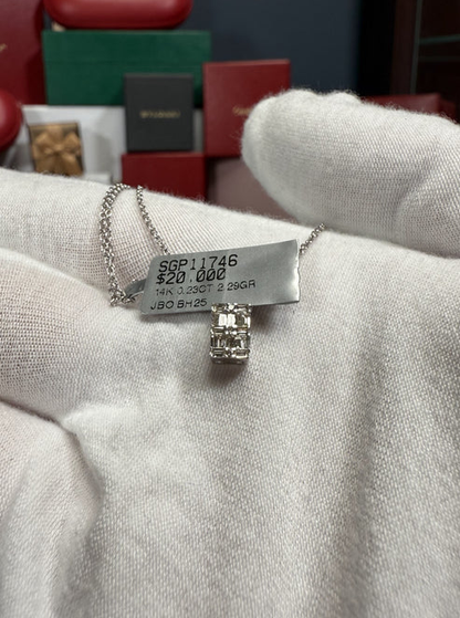 Baguette Diamond Pendant 14k White Gold Necklace