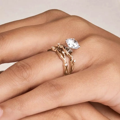 14k Gold Lab Diamond Vine Inspired Engagement Ring