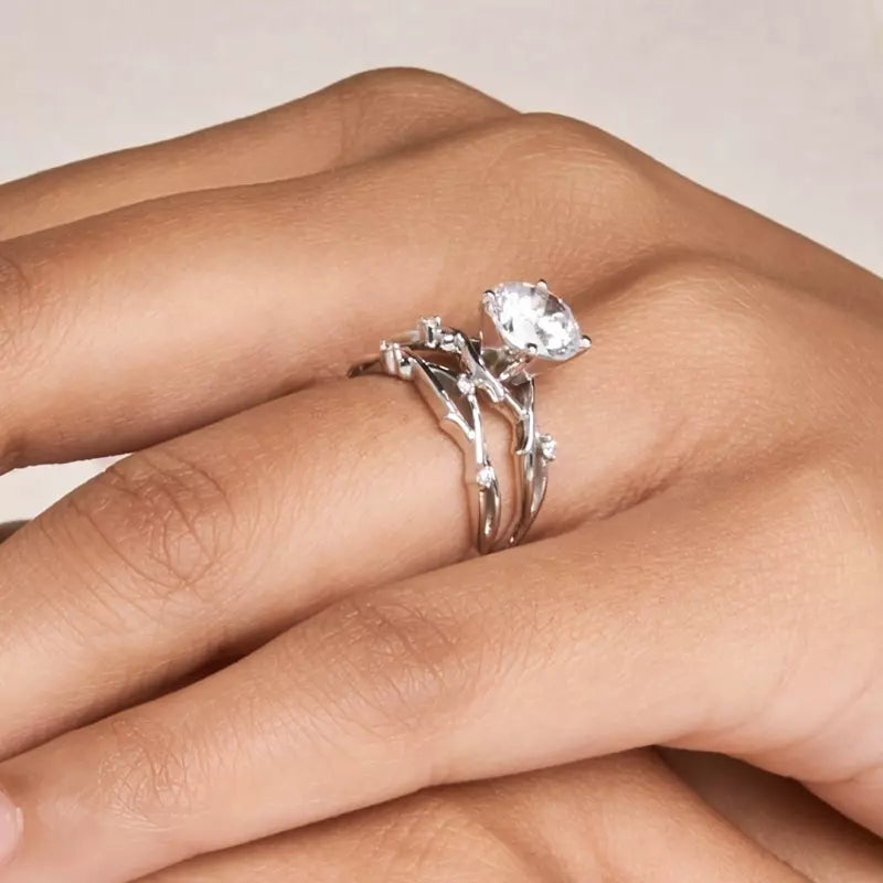14k Gold Lab Diamond Vine Inspired Engagement Ring