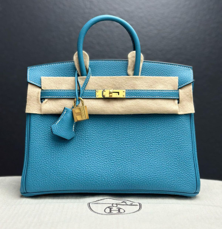 Hermes Birkin 25 Togo Blue Jean Gold Hardware