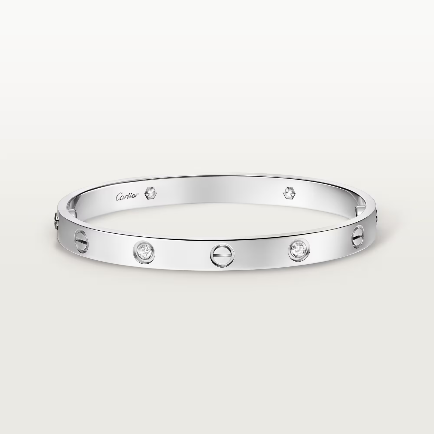 LOVE Bracelet, Classic Model, 4 Diamonds White Gold, Size 17