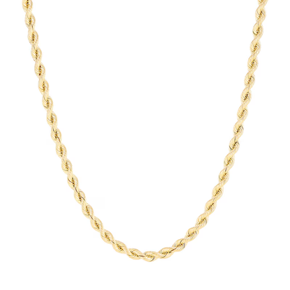 14k Gold 3.7mm Hollow Silk Rope Chain Necklace
