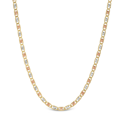 14k Tri Tone 2.5 mm Diamond Cut Valentino Chain Necklace