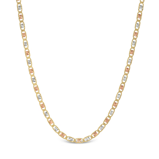 14k Tri Tone 2.5 mm Diamond Cut Valentino Chain Necklace