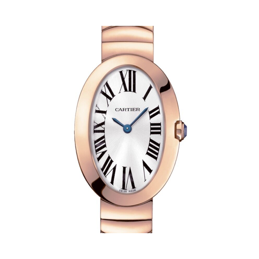 Cartier Baignoire Rose Gold Silver Roman Dial Small -  White Dial W8000005