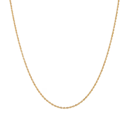 14k Gold 1.8 mm Diamond-Cut Round Hollow Rope Chain Necklace