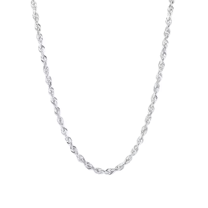 14k Gold 2.4mm Semi-Solid Round Rope Chain Necklace